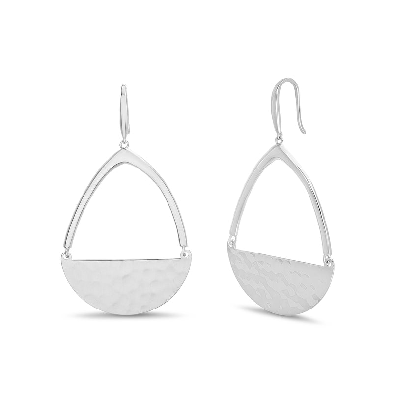 Sterling Silver Teardrop Hammered Hook Earring