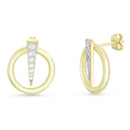 Silver CZ Triangle Drop In Open Oval Post Earring