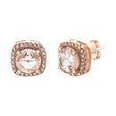 Rose CZ Squared Post Earring