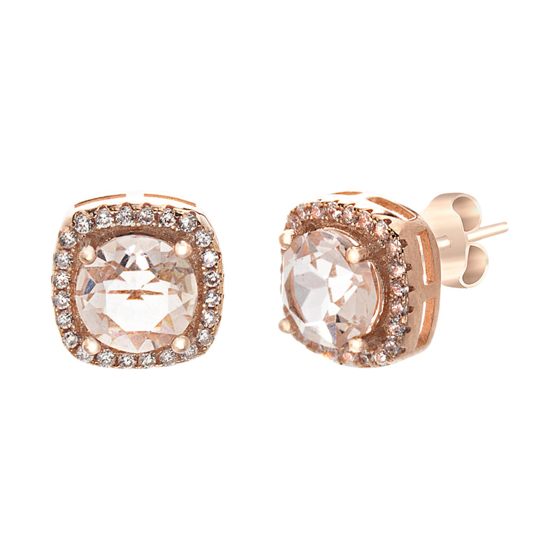 Rose CZ Squared Post Earring