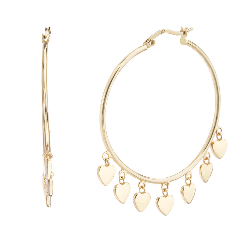 Xgold Heart Dangle Hoop Earring