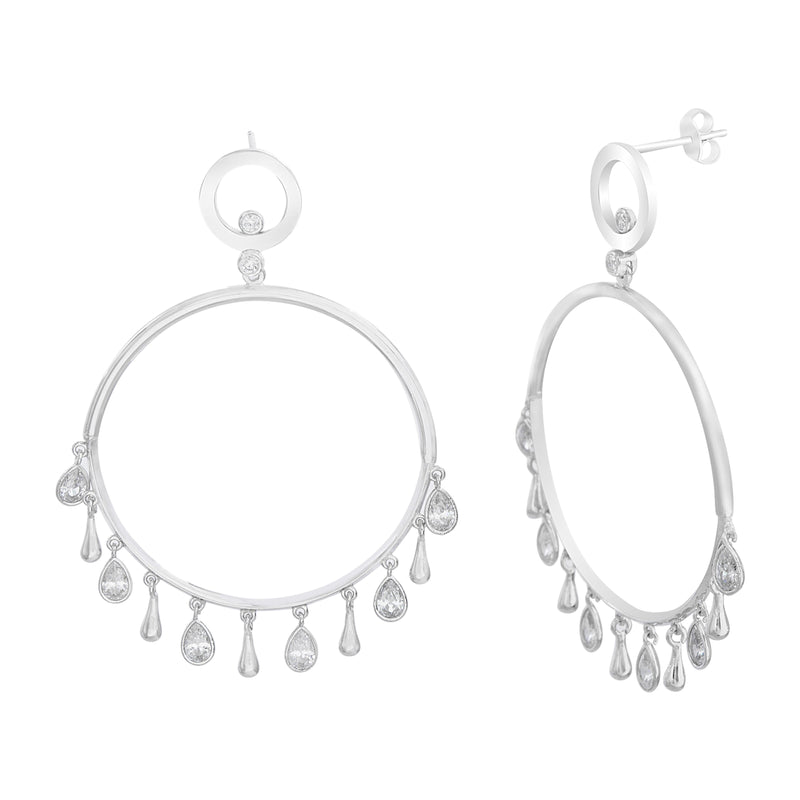 Xsilver CZ Dangle Post Earring