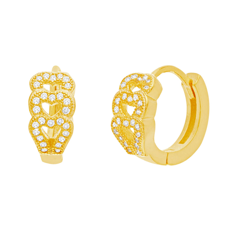 Gold Loop CZ Huggie Earrings