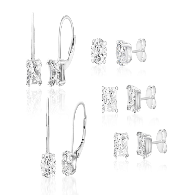 Silver CZ 5 Piece Earring Set