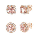 Sterling Silver CZ-Morganite Duo Earring Set