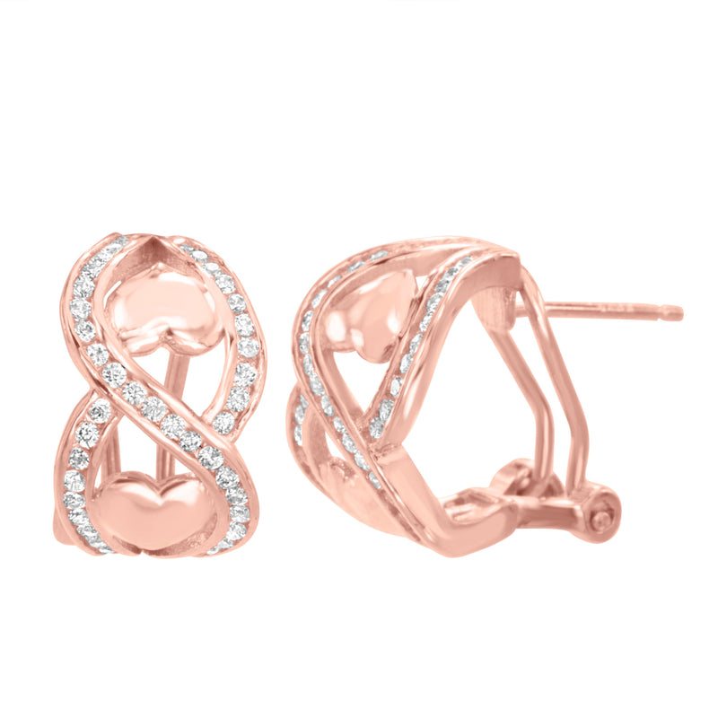 Rose CZ Wavy Heart Earring