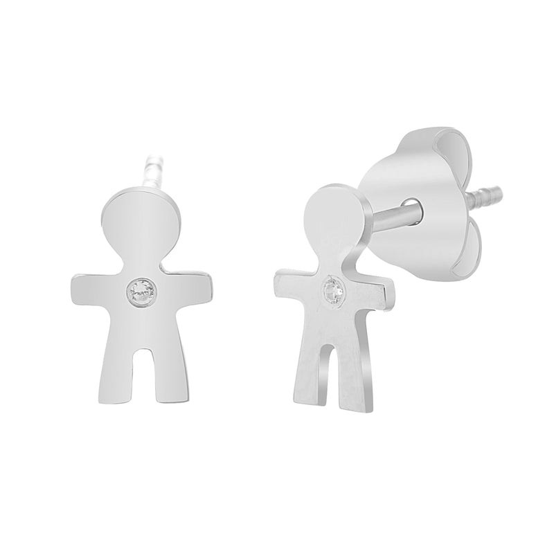 Silver CZ Boy Post Earring