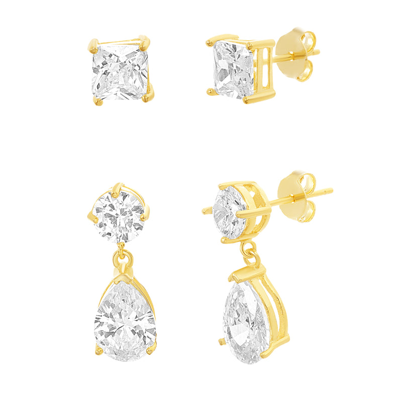 Xgold CZ Duo Earring Set