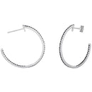 Sterling Silver Black CZ 25Mm Rd Hoop PostwithRho