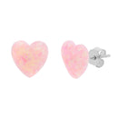 Silver Pink Opal Heart Earring