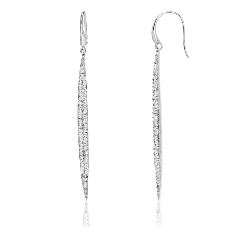 Silver CZ Long Spike Earring