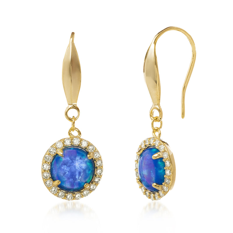 Gold Opal-CZ Border Hook Earring