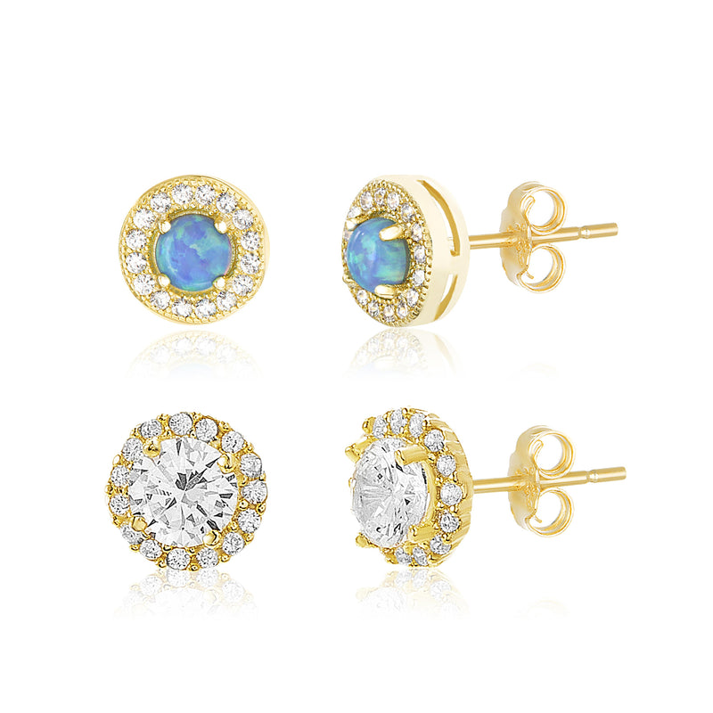 Xgold Opal-CZ Duo Earring Set