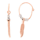 Tt Leaf Bead Dangle Hoop Earring