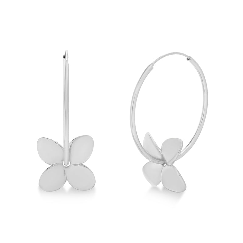 Xsilver Flower Design Hoop Earring