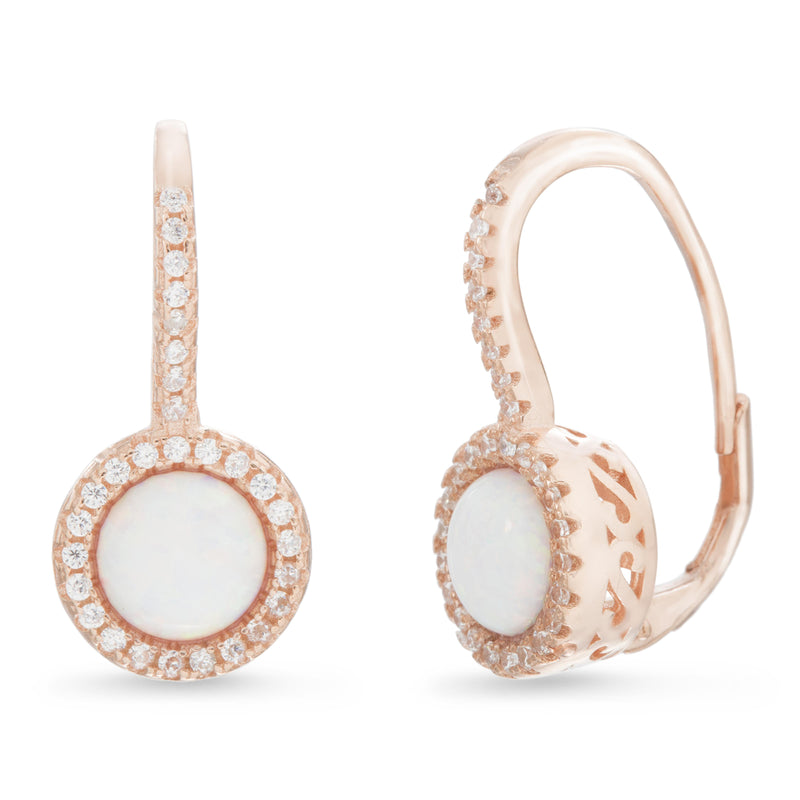 Xgold CZ-Opal Round Lever Back Earring