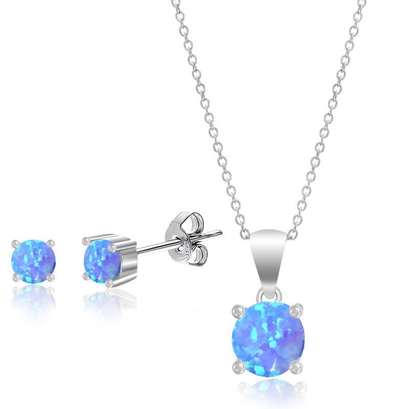 Silver Opal Round Set