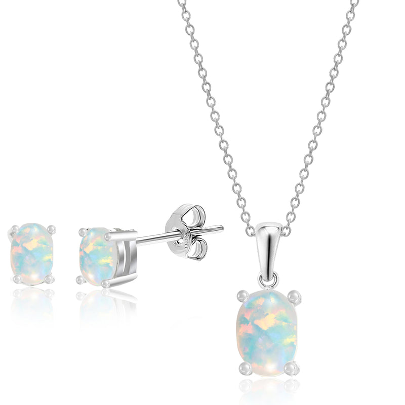 Silver White Opal Set