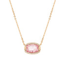 Rose CZ Oval Station Necklace