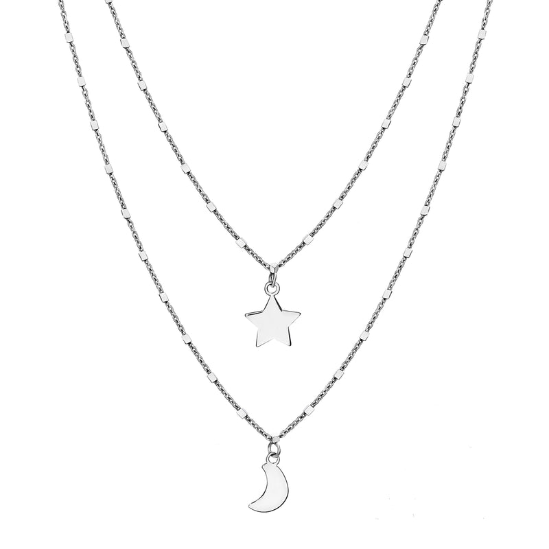 Xsilver Star-Crescent Necklace Set