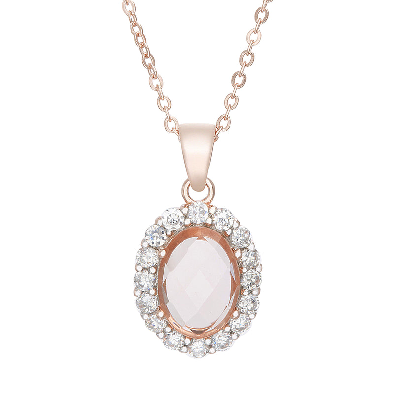 Xrose CZ Morganite Oval Necklace