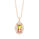 Rose Tourmaline-CZ Halo Necklace