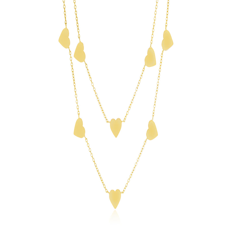 Gold Heart Stations Necklace
