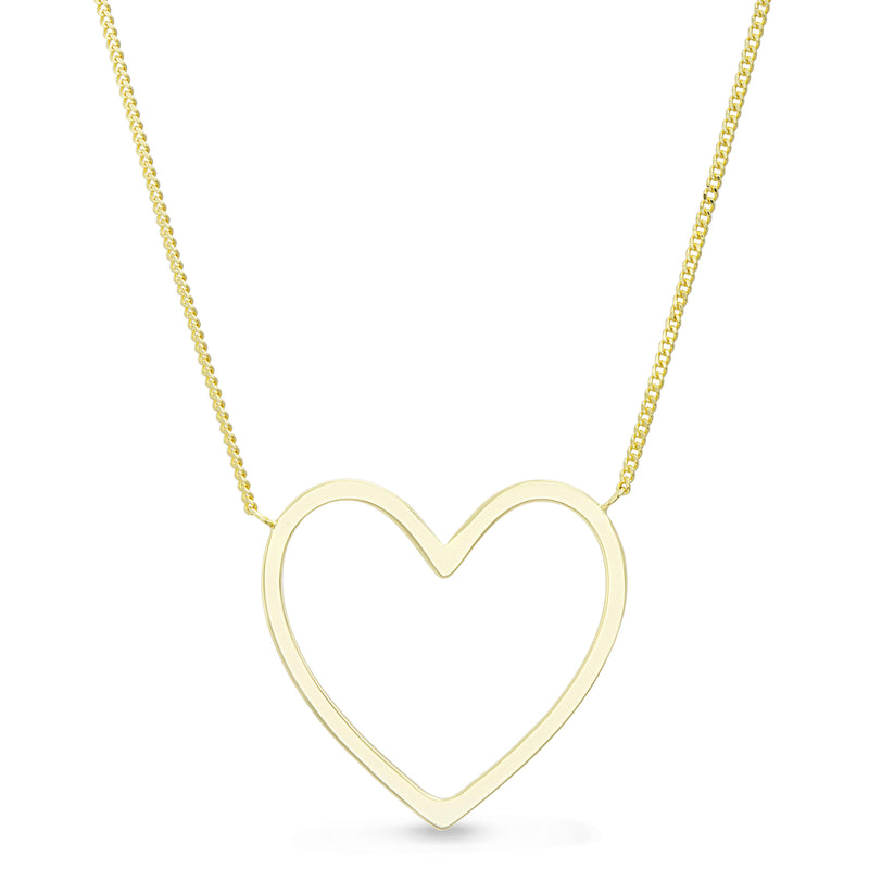 Silver Open Heart Station Cable Chain 16+2 Necklace
