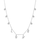 Sterling Silver Heart Shaped CZ "Love" Dangle Necklace