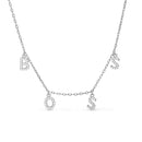 Sterling Silver CZ "BoSterling Silver" D-C Cable Chain Necklace