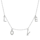 Sterling Silver CZ "Love" D-C Cable Chain Necklace