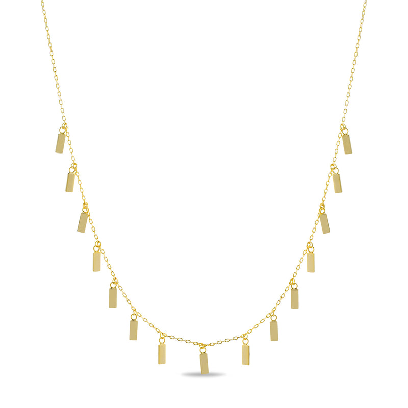 Silver Bar Dangle Station Cable Chain 15+3 Necklace