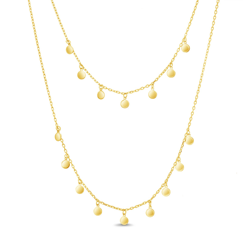 Gold Disc Charms Double Layered Necklace