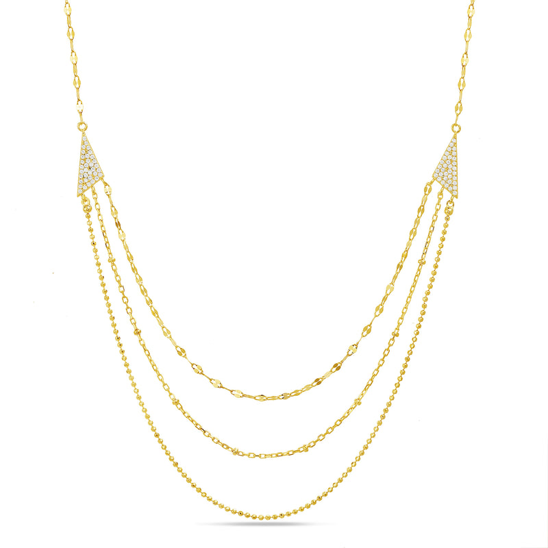 Sterling Silver CZ Layered Necklace