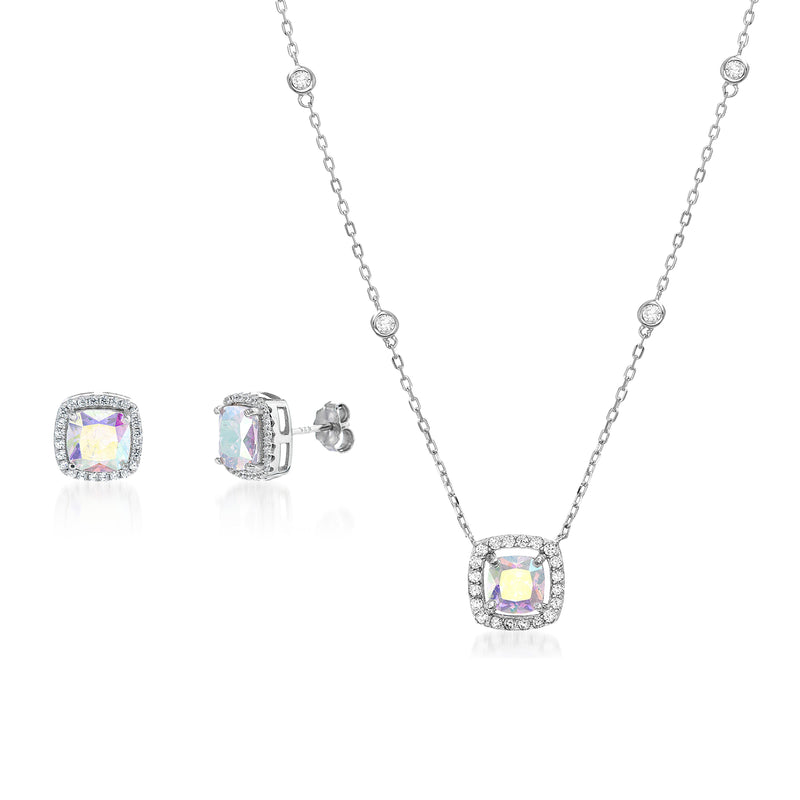 Silver CZ Squared Station Set