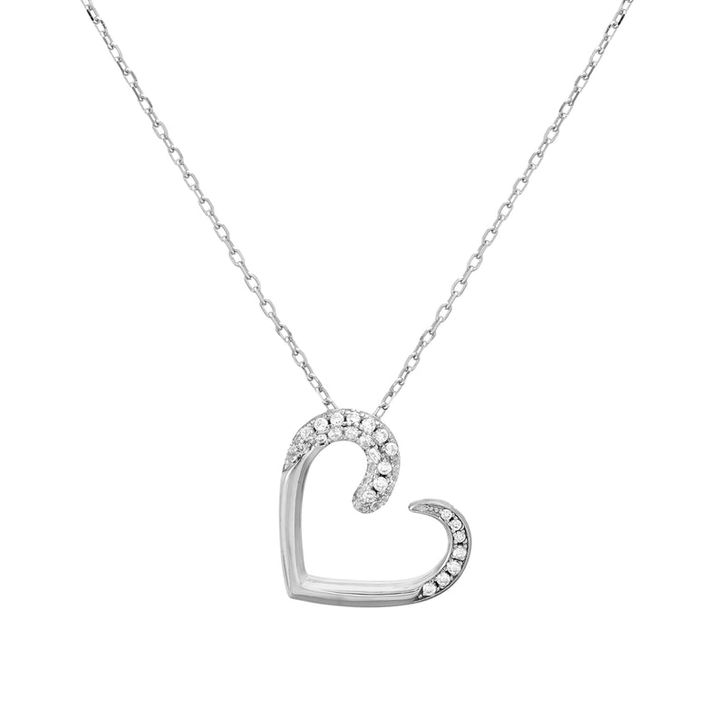 Silver Heart CZ Necklace