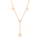 Silver Three Heart Station Drop Heart Y Cable Chain Necklace