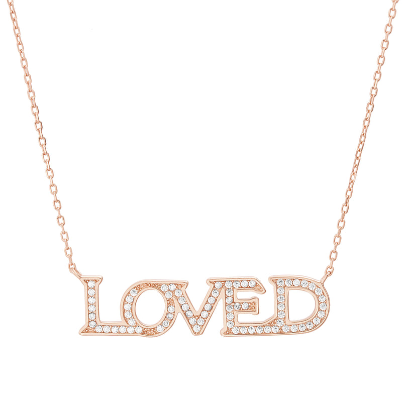 Rose CZ Loved Station Necklace