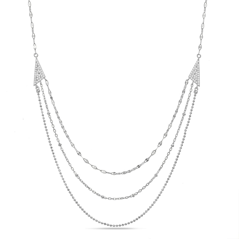 Sterling Silver CZ Layered Necklace