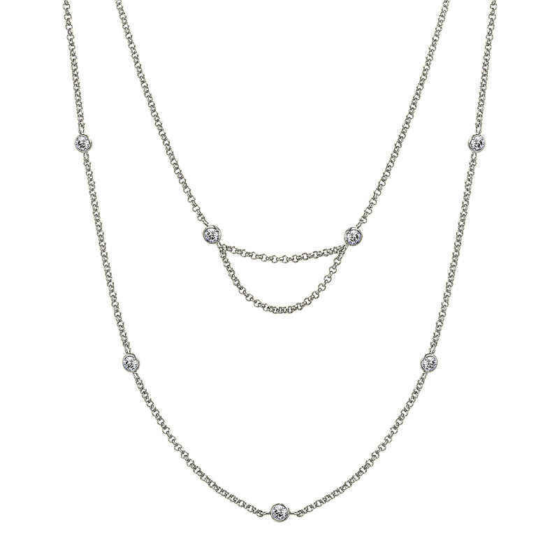 Xsilver CZ Bezel Station Necklace