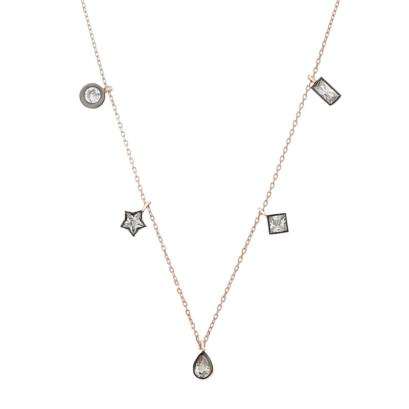 Rose CZ Dangling Necklace