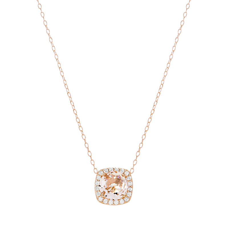 Rose CZ Squared Station Necklace