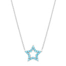 Silver Tq CZ Star Neckace
