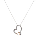 Sterling Silver 2T Double Heart with Cubic Zirconia Cbl Neck