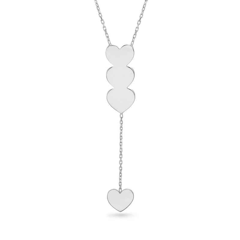 Sterling Silver Polished Heart Drop Necklace