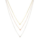 Tri-Color Heart Station Necklace