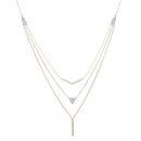 Tri-Color CZ 3 Layered ArrowithTriangle-Bar Necklace