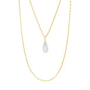Sterling Silver Tear Drop Swarovski Crystal Double Strand Necklace