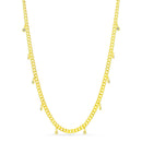 Gold Bezel CZ Curb Chain Choker