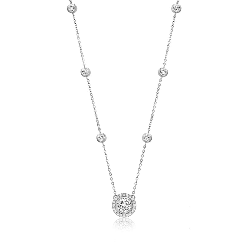 Necklace Sterling Silver 8Mm Bazel CZ And Micr